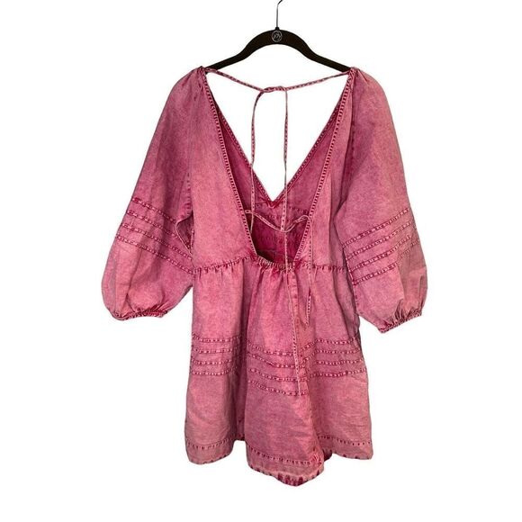 Free People Sweet Surrender Mini Dress in Acid Washed Wild Rose Color Sz (sm) - Picture 6 of 13